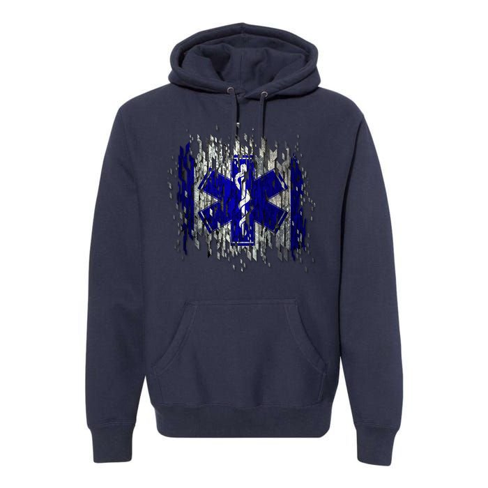 EMS Emergency Medical Services Ripped Torn Flag Premium Hoodie