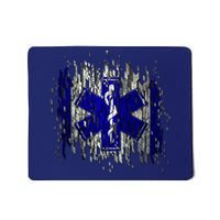 EMS Emergency Medical Services Ripped Torn Flag Mousepad