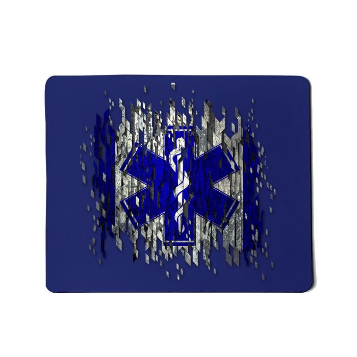 EMS Emergency Medical Services Ripped Torn Flag Mousepad