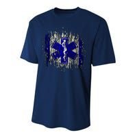 EMS Emergency Medical Services Ripped Torn Flag Performance Sprint T-Shirt