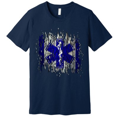EMS Emergency Medical Services Ripped Torn Flag Premium T-Shirt