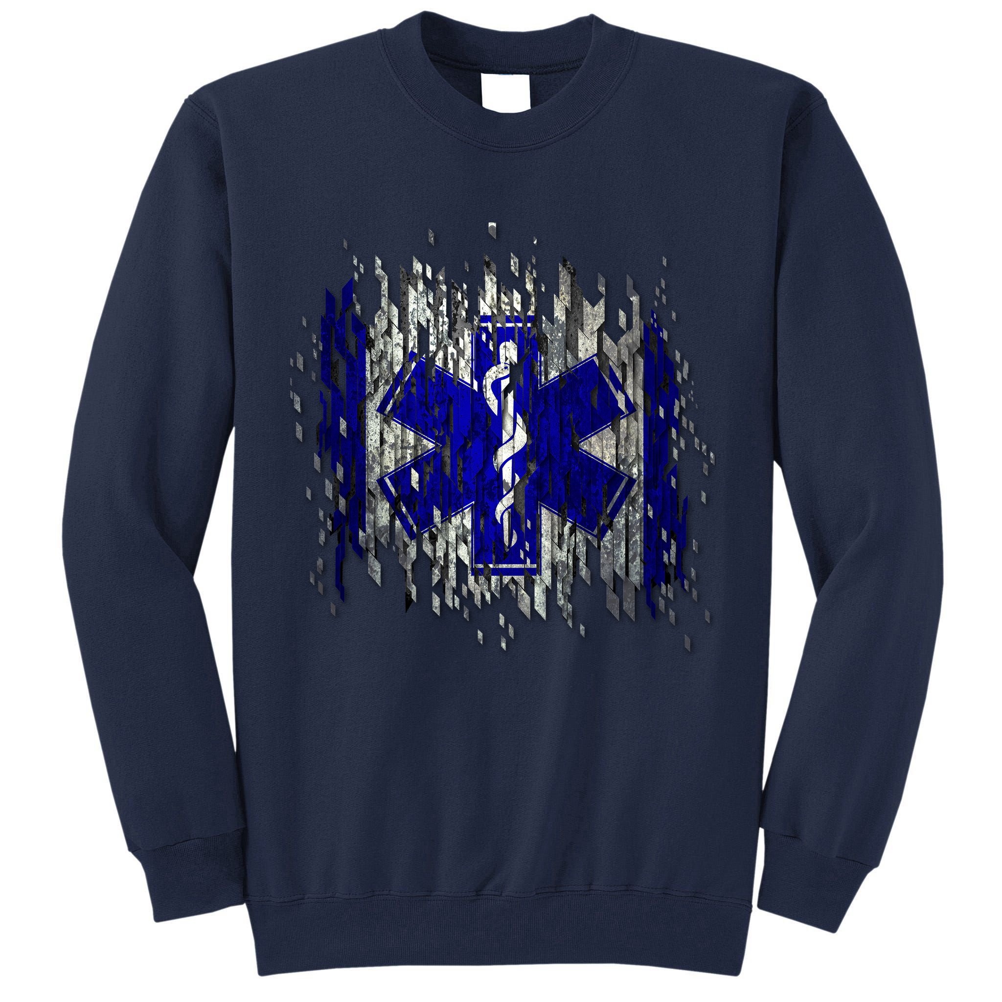 EMS Emergency Medical Services Ripped Torn Flag Tall Sweatshirt