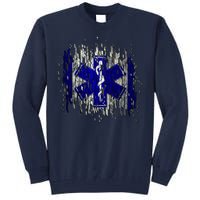 EMS Emergency Medical Services Ripped Torn Flag Tall Sweatshirt