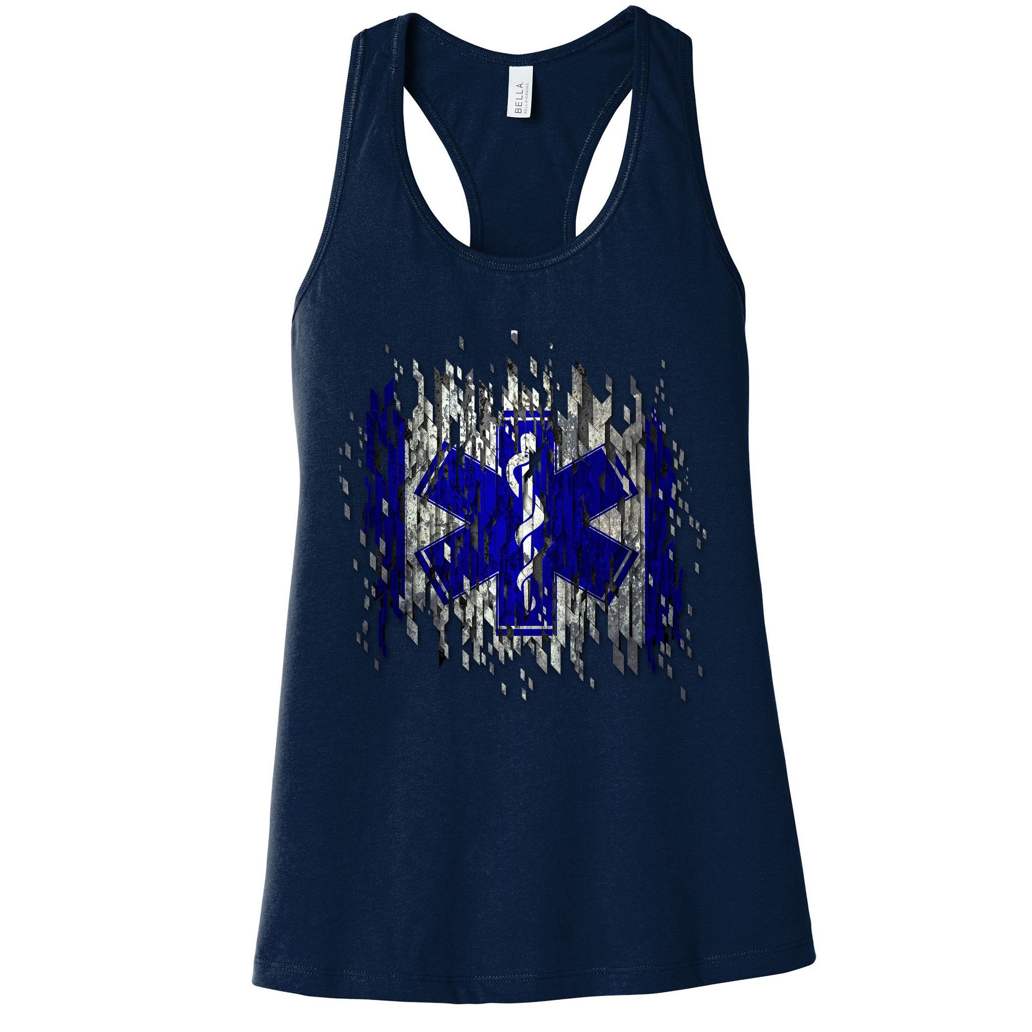 EMS Emergency Medical Services Ripped Torn Flag Womens Tank Top