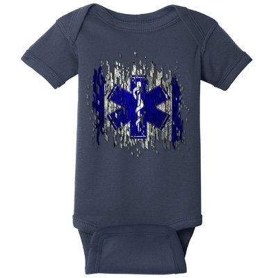 EMS Emergency Medical Services Ripped Torn Flag Baby Bodysuit