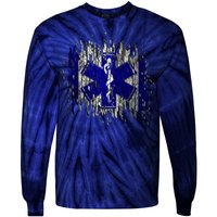 EMS Emergency Medical Services Ripped Torn Flag Tie-Dye Long Sleeve Shirt