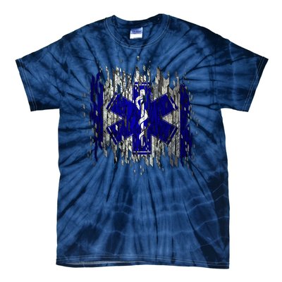 EMS Emergency Medical Services Ripped Torn Flag Tie-Dye T-Shirt