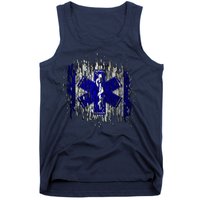 EMS Emergency Medical Services Ripped Torn Flag Tank Top