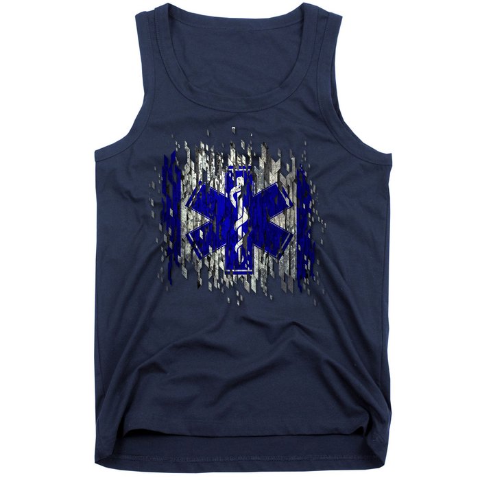 EMS Emergency Medical Services Ripped Torn Flag Tank Top