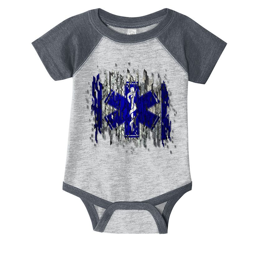 EMS Emergency Medical Services Ripped Torn Flag Infant Baby Jersey Bodysuit
