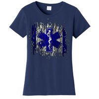 EMS Emergency Medical Services Ripped Torn Flag Women's T-Shirt