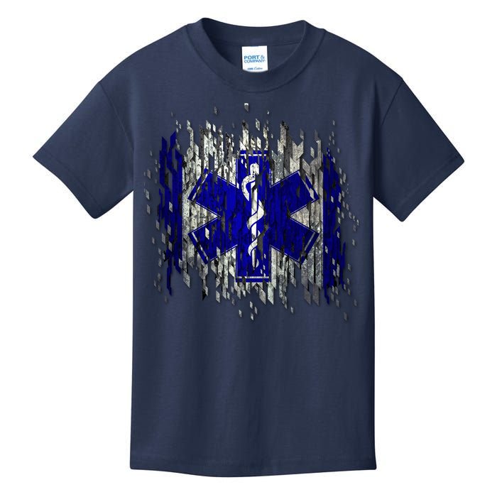 EMS Emergency Medical Services Ripped Torn Flag Kids T-Shirt