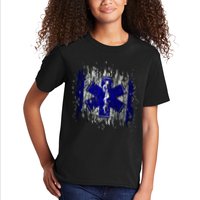 EMS Emergency Medical Services Ripped Torn Flag Kids T-Shirt