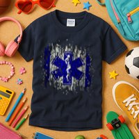EMS Emergency Medical Services Ripped Torn Flag Kids T-Shirt