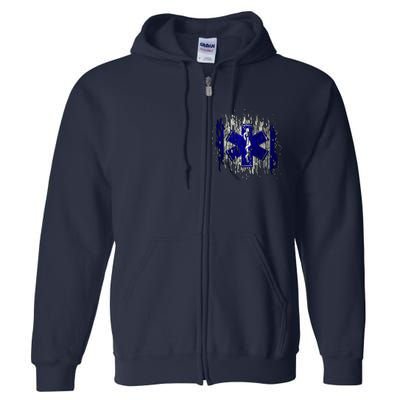 EMS Emergency Medical Services Ripped Torn Flag Full Zip Hoodie