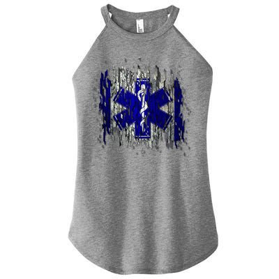 EMS Emergency Medical Services Ripped Torn Flag Women's Perfect Tri Rocker Tank