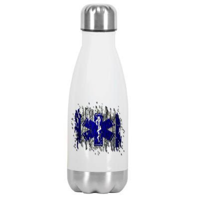 EMS Emergency Medical Services Ripped Torn Flag Stainless Steel Insulated Water Bottle