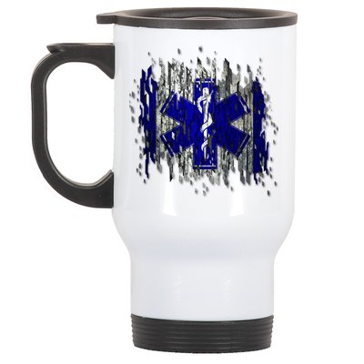 EMS Emergency Medical Services Ripped Torn Flag Stainless Steel Travel Mug