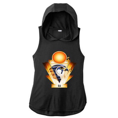 Egyptian Mythology Sun God Ra Ladies PosiCharge Tri-Blend Wicking Draft Hoodie Tank