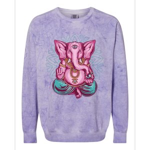 Elephant Meditation Spiritual Buddhism Yoga Zen Namaste Funny Gift Colorblast Crewneck Sweatshirt