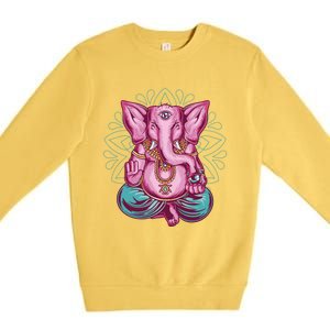 Elephant Meditation Spiritual Buddhism Yoga Zen Namaste Funny Gift Premium Crewneck Sweatshirt