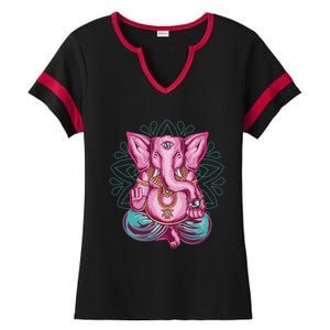 Elephant Meditation Spiritual Buddhism Yoga Zen Namaste Funny Gift Ladies Halftime Notch Neck Tee