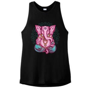 Elephant Meditation Spiritual Buddhism Yoga Zen Namaste Funny Gift Ladies PosiCharge Tri-Blend Wicking Tank