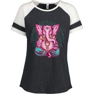 Elephant Meditation Spiritual Buddhism Yoga Zen Namaste Funny Gift Enza Ladies Jersey Colorblock Tee