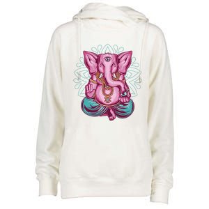 Elephant Meditation Spiritual Buddhism Yoga Zen Namaste Funny Gift Womens Funnel Neck Pullover Hood