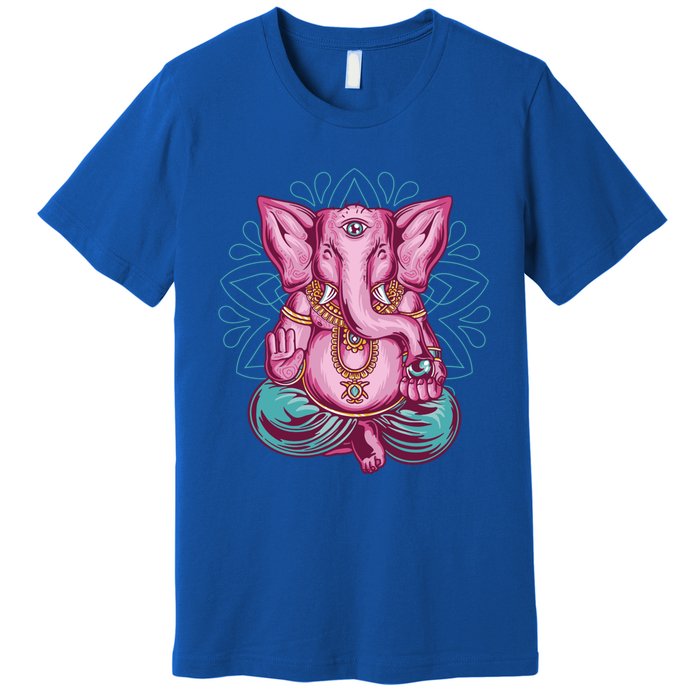 Elephant Meditation Spiritual Buddhism Yoga Zen Namaste Funny Gift Premium T-Shirt