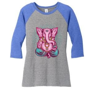 Elephant Meditation Spiritual Buddhism Yoga Zen Namaste Funny Gift Women's Tri-Blend 3/4-Sleeve Raglan Shirt