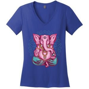 Elephant Meditation Spiritual Buddhism Yoga Zen Namaste Funny Gift Women's V-Neck T-Shirt