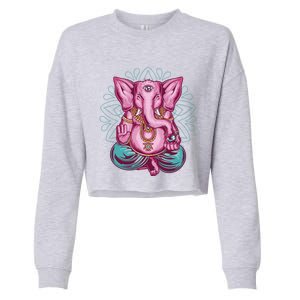 Elephant Meditation Spiritual Buddhism Yoga Zen Namaste Funny Gift Cropped Pullover Crew