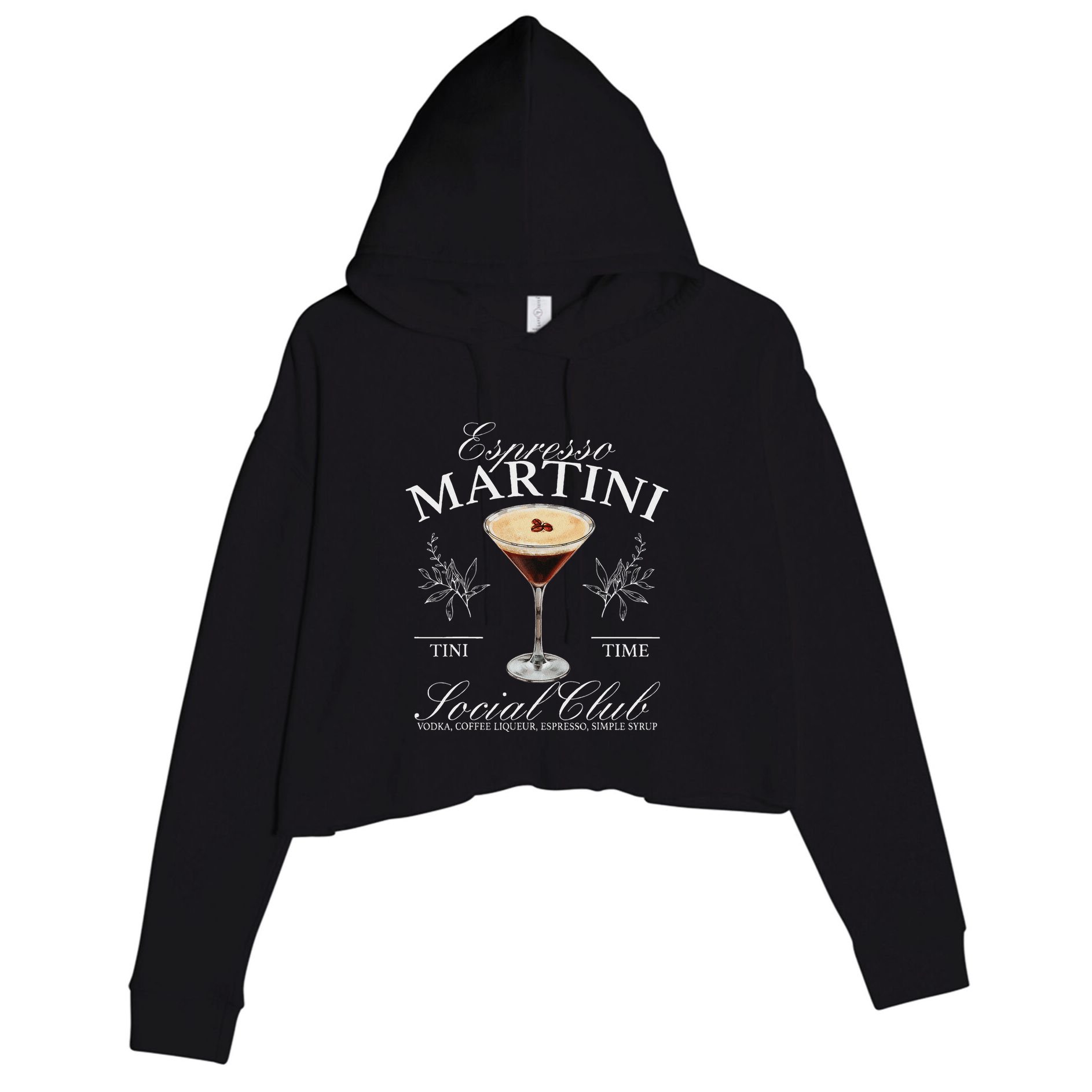 Espresso Martini Social Club Drinking Cocktail Bachelorette Crop Fleece Hoodie