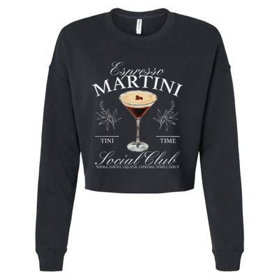 Espresso Martini Social Club Drinking Cocktail Bachelorette Cropped Pullover Crew