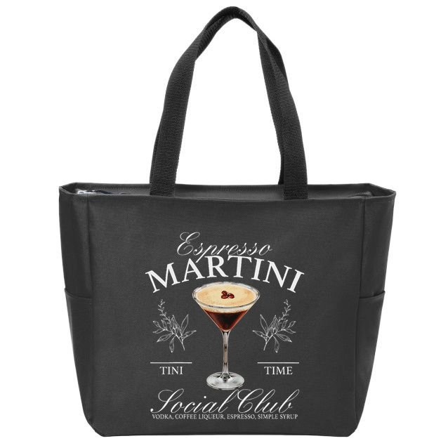 Espresso Martini Social Club Drinking Cocktail Bachelorette Zip Tote Bag
