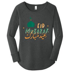 Eid Mubarak Simple Design Women's Perfect Tri Tunic Long Sleeve Shirt