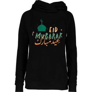 Eid Mubarak Simple Design Womens Funnel Neck Pullover Hood