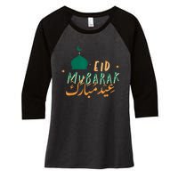 Eid Mubarak Simple Design Women's Tri-Blend 3/4-Sleeve Raglan Shirt