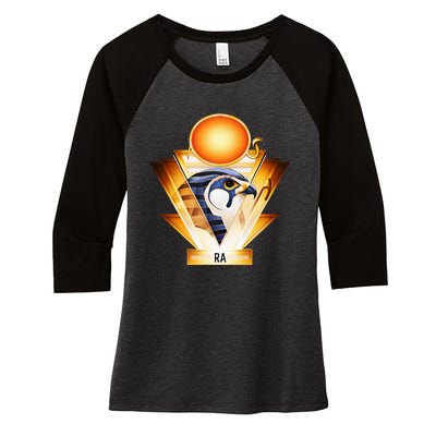 Egyptian Mythology Sun God Ra Women's Tri-Blend 3/4-Sleeve Raglan Shirt