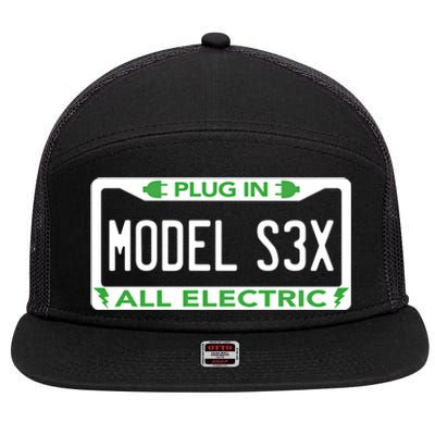 Electric Model Sex Car Funny Green Energy Earth Day Planet Gift 7 Panel Mesh Trucker Snapback Hat