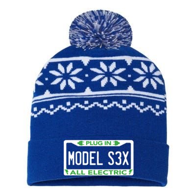 Electric Model Sex Car Funny Green Energy Earth Day Planet Gift USA-Made Snowflake Beanie