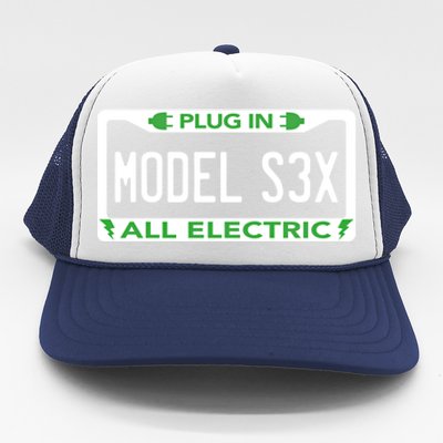 Electric Model Sex Car Funny Green Energy Earth Day Planet Gift Trucker Hat