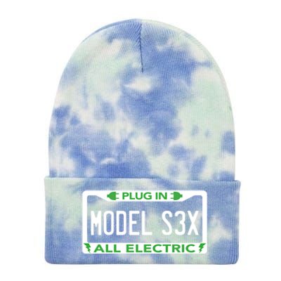 Electric Model Sex Car Funny Green Energy Earth Day Planet Gift Tie Dye 12in Knit Beanie