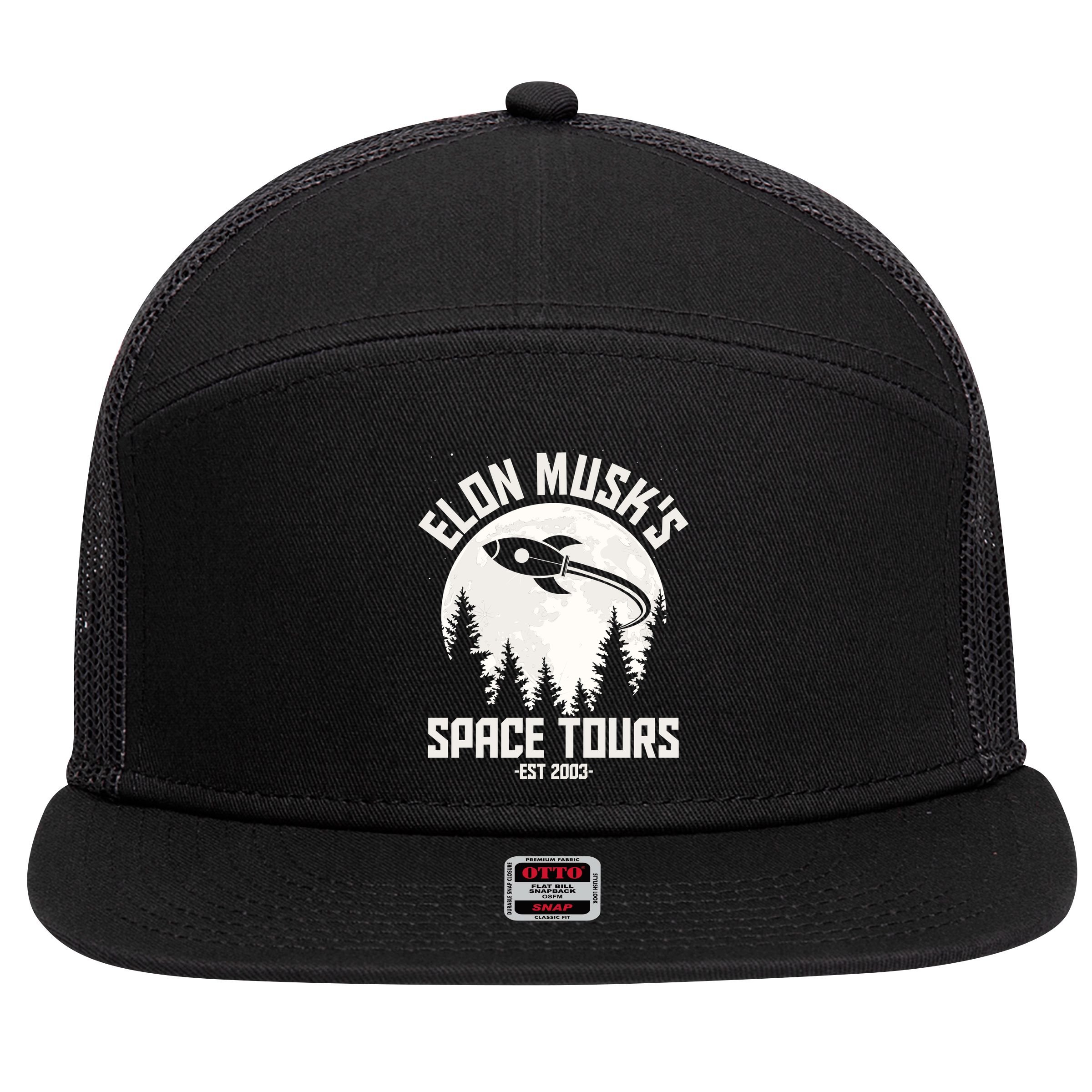 Elon Musk's Space Tours Est 2003 7 Panel Mesh Trucker Snapback Hat