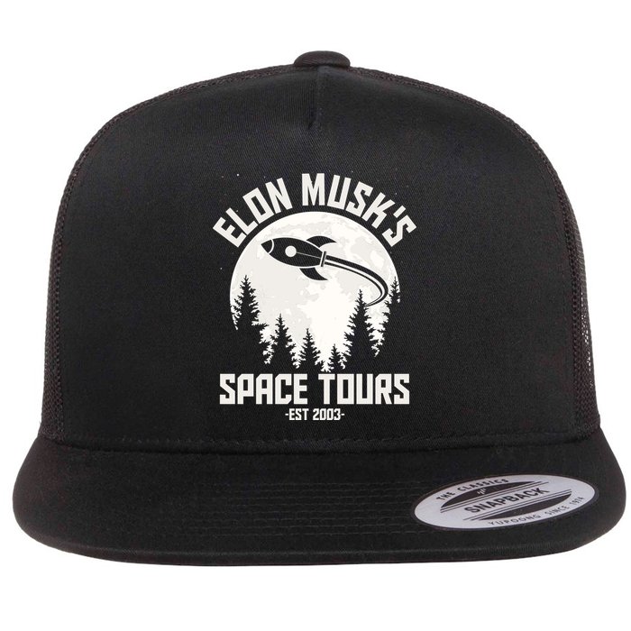 Elon Musk's Space Tours Est 2003 Flat Bill Trucker Hat
