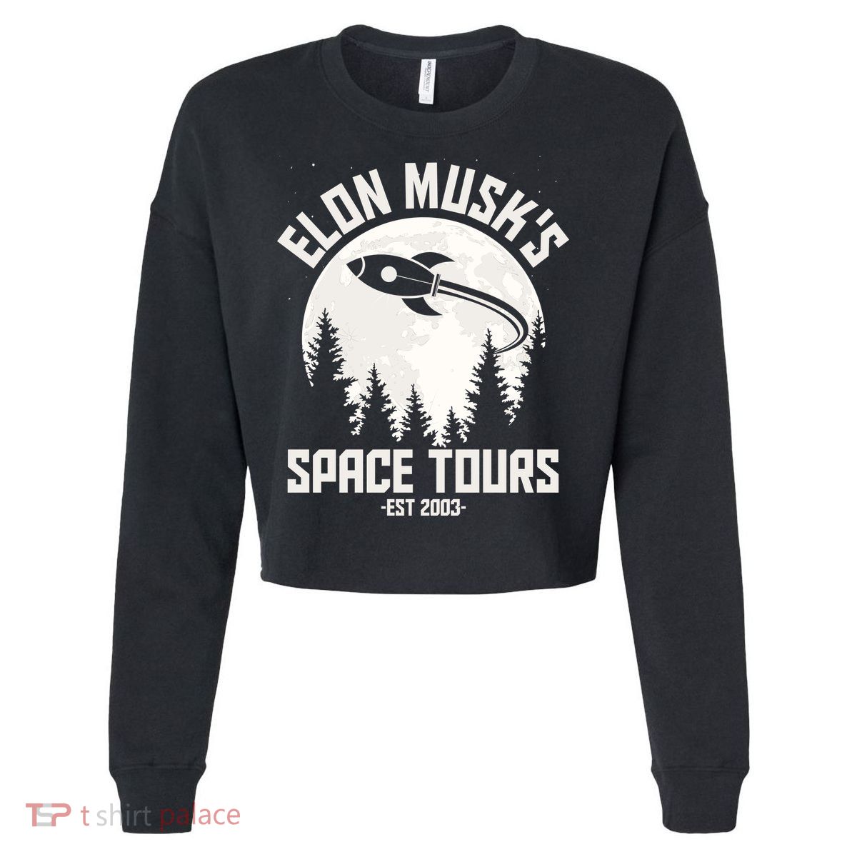 Elon Musk's Space Tours Est 2003 Cropped Pullover Crew