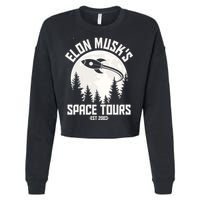Elon Musk's Space Tours Est 2003 Cropped Pullover Crew