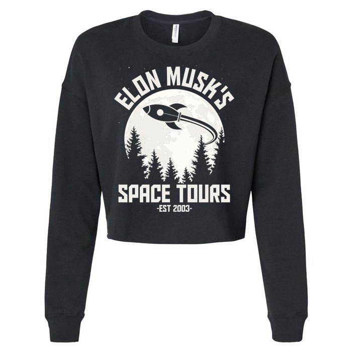 Elon Musk's Space Tours Est 2003 Cropped Pullover Crew