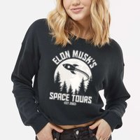 Elon Musk's Space Tours Est 2003 Cropped Pullover Crew